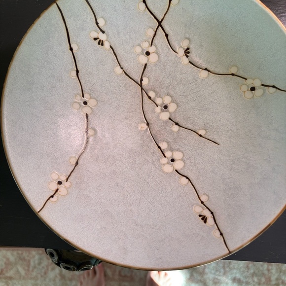 Japense Sakura Hand-Painted Cherry Blossom Ceramic Bowl Pale blue - Picture 3 of 8